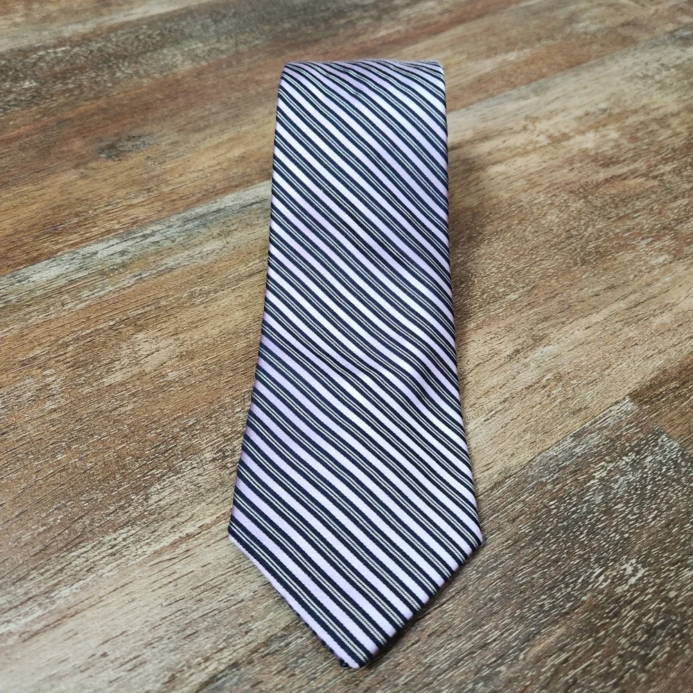 Authentic Valentino Men’s Purple Black Striped Neck Tie
